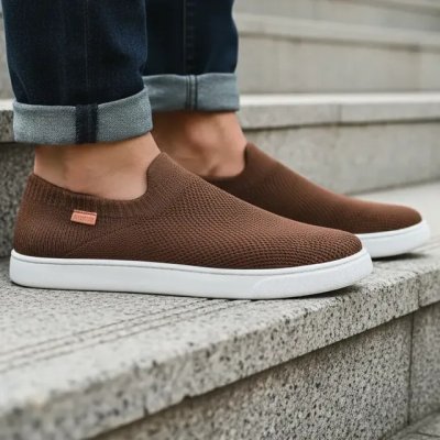 Tênis Feminino Slip On Casual Anacapri Liso Marrom 38