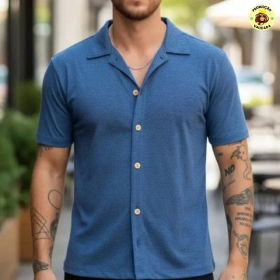 Camisa Masculina Slim De Malha Eco