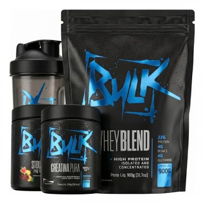 Kit Whey Protein Isolado + Creatina + Pré Treino + Shaker — Kit completo para suplementação de treino