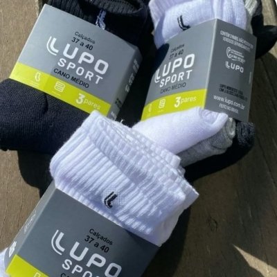 Kit 6 Pares Lupo Cano Médio Esportiva Preto G