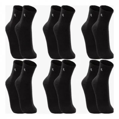 Kit 6 Pares Lupo Cano Médio Original Esportiva Academia Preto G