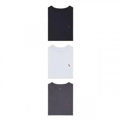 Kit 3 Camisetas Básicas Brasa Pica Pau Bordado Reserva