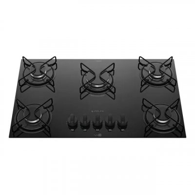Cooktop 5 Bocas Atlas Agile Up com Mesa De Vidro – preto, a gás e bivolt
