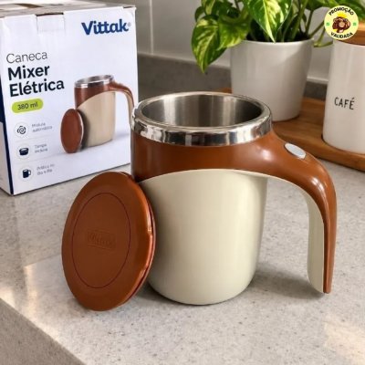 Caneca Mixer Eletrica 400ml com Tampa