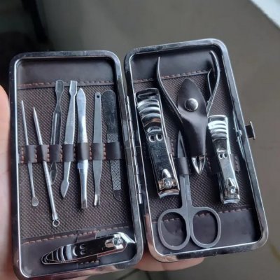 Kit Cortador De Unha Portátil + Estojo Kamufla 12 Pç