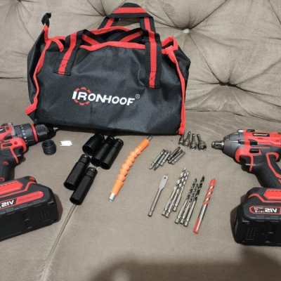 Kit 2 Parafusadeira e Chave de Impacto Brushless