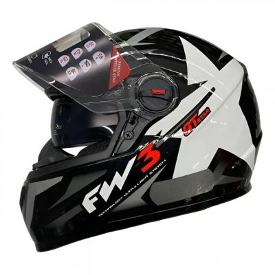 Capacete FW3 GTX Star Preto e Branco Grafite com Óculos Interno