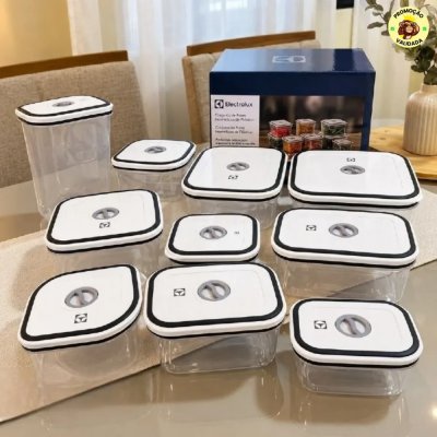 Kit com 12 Potes Hermeticos Electrolux com Tampa