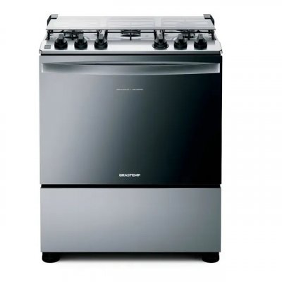 Fogão Brastemp BFS5NCR 5 Bocas — acabamento inox e conexão a gás engarrafado