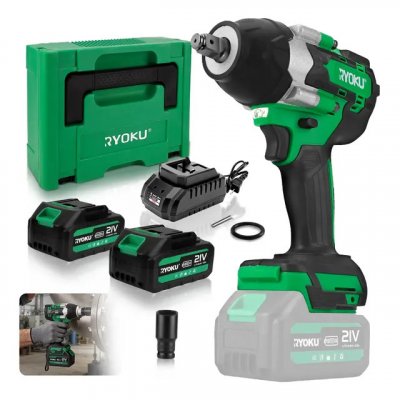 Chave De Impacto Brushless 700nm Com 2 Baterias Maleta Verde 127/220v