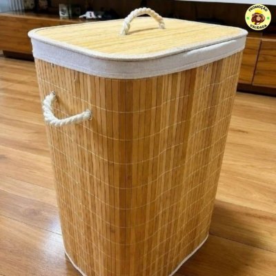 🧺 Cesto De Roupas De Bambu 70 Litros