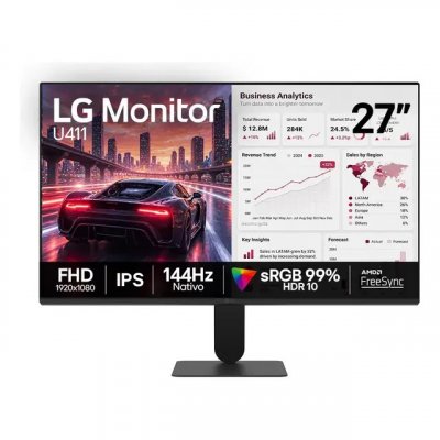 Monitor LG 27U411B — 27” IPS FHD, 144Hz Nativo e 1ms (MBR)