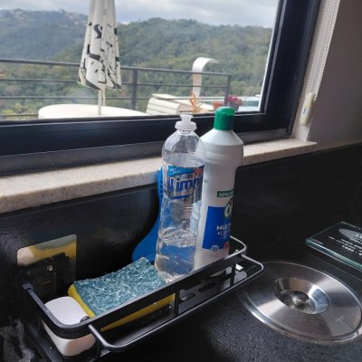 Pia Porta Detergente e Esponja Suporte Preto