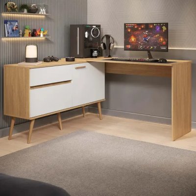 Mesa Gamer em L Arena Multimóveis MP6050 — formato em L com 2 portas e 1 gaveta