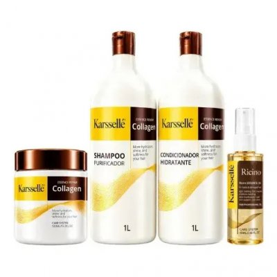 Kit Karssellé Shampoo 1l + Condicionador 1l + Máscara 500g — kit completo de cuidados capilares