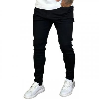 Calça Skinny Preta Masculina Jeans com Elastano Lycra — Tamanho 44