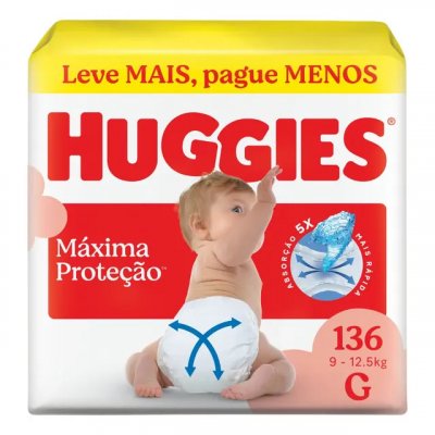 Huggies Fralda Descartável Máxima Proteção G - 136 Un: review objetiva