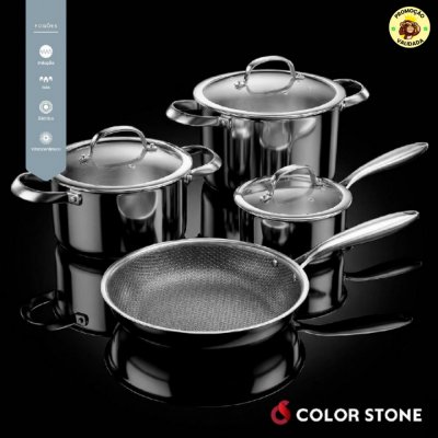 Euro Home Conjunto Panelas 4 Pecas Hexxa 3d Ceramic Colorstone