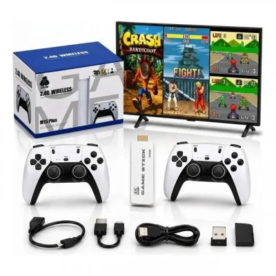 Adaptador Videogame Game Stick M15 — 2 Controles, Bivolt e Design Branco