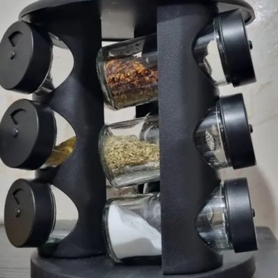 Porta Condimentos Temperos Giratório 9 Potes De Vidro