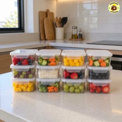 Kit com 12 Potes Marmita Reutilizavel Freezer 750ml