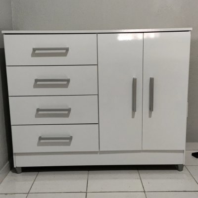 Cômoda 4 Gavetas 2 Portas para Quarto FG Chocolate