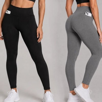 Kit 2 Calças Legging Cintura Alta Com Bolso