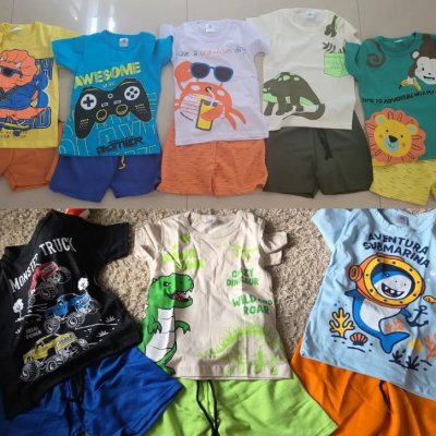 Kit Infantil Conjunto 5 Shorts + 5 Camisetas