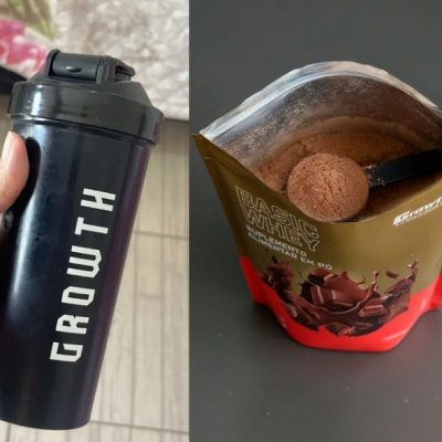 Kit Growth: Whey Protein Basic Chocolate 1kg + Coqueteleira Shaker 600ml