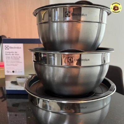 Conjunto de Bowls Tigelas de Inox com Tampa Plastica Electrolux