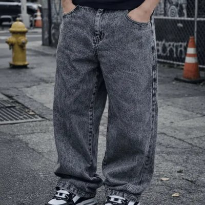 Calça Jeans Masculina Estonada Streetwear Baggy — visual urbano e caimento amplo