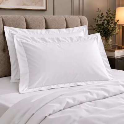 2 Fronhas King 4 Abas 100% Algodão Egípcio 600 Fios 50x90 Cm Cor Branco Lisa