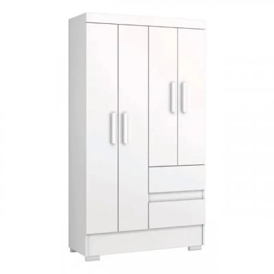 Guarda Roupas Solteiro Juvenil 4 Portas 2 Gavetas Branco Coimbra Aramóveis — organização para quarto juvenil