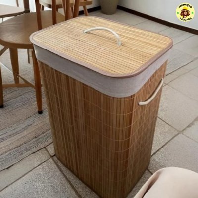 Cesto de Roupas de Bambu 50L