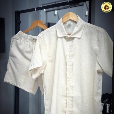 Conjunto Masculino Linho Camisa Shorts Mauricinho