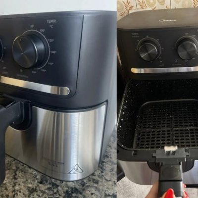 Fritadeira Air Fryer 5,5L Cyclone Preto e Inox Midea - 220v