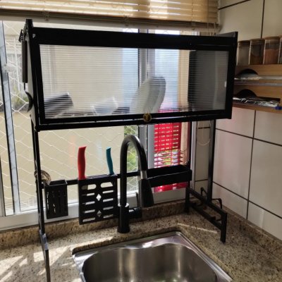 Escorredor De Louça Organizador De Pia Preto 65cm