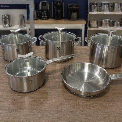 Jogo de Panelas Electrolux Inox com 5 Peças Design com Fundo Triplo