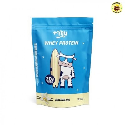 Whey Protein Concentrado +Mu 20g de Proteína - Sabor Baunilha - Refil 900g