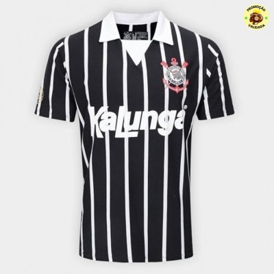 Camisa Polo Corinthians Retrô Kalunga Masculina Preta