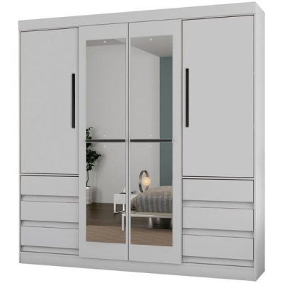 Guarda-roupa Casal com Espelho 4 Portas 6 Gavetas Araplac Atraente Sofia