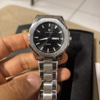 Relógio Masculino Aço Inox Ajustável Prata Preto