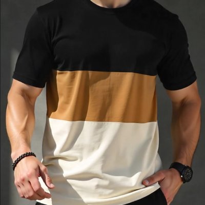 Camiseta Masculina Tricolor 100% Algodão Plus Size