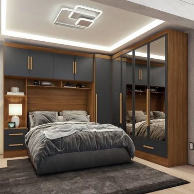 Quarto Modulado Casal MDF 4 Peças 5 Portas