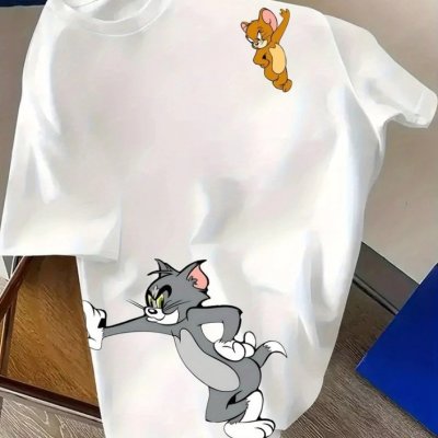Camiseta Premium Plus Size 100% Algodão Tom e Jerry