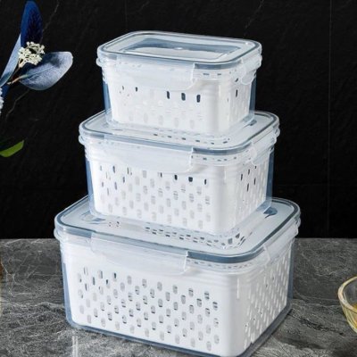 Kit 3 potes Organizador De Geladeira