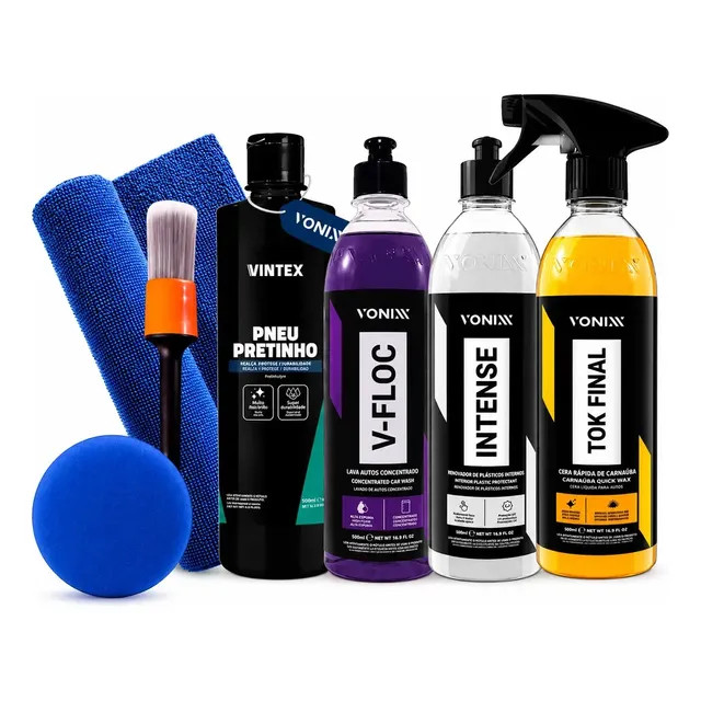 Kit Lavagem Automotiva Vonixx V-Floc — Cera Intense Pretinho 500ml