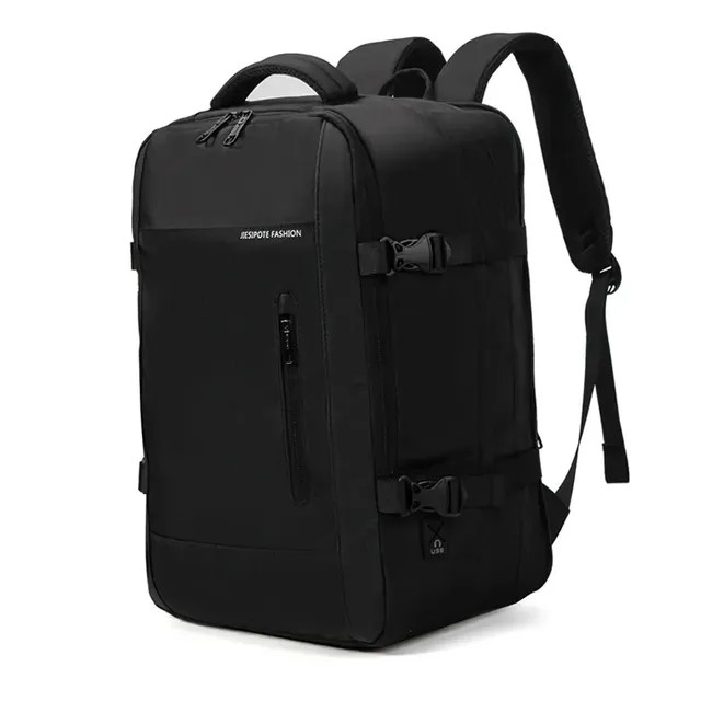 Mochila sem gênero impermeável e reforçada com capacidade ampliada de 30-42L (preta)