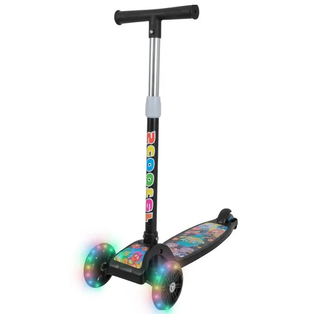 Patinete Infantil 3 Rodas Com Led Dobrável Menino Menina Preto — Estabilidade e Praticidade