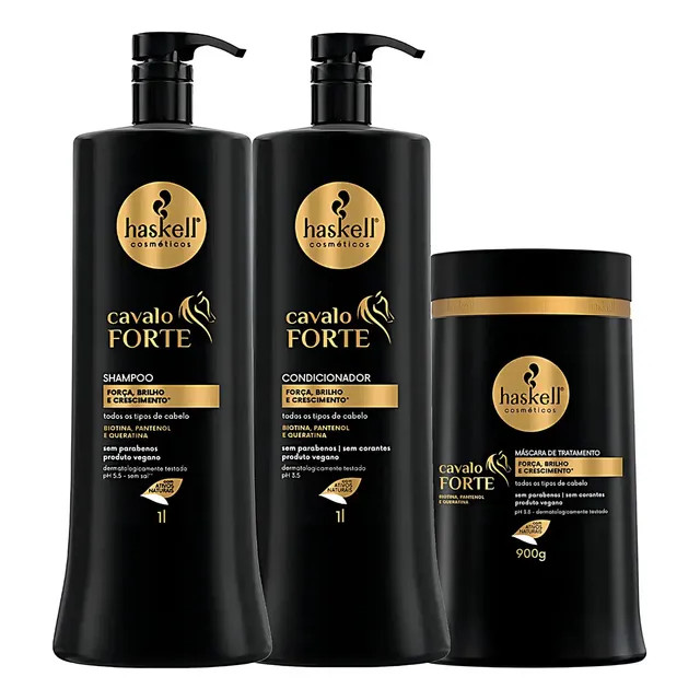 Haskell Cavalo Forte — Kit Shampoo, Condicionador e Máscara 1L
